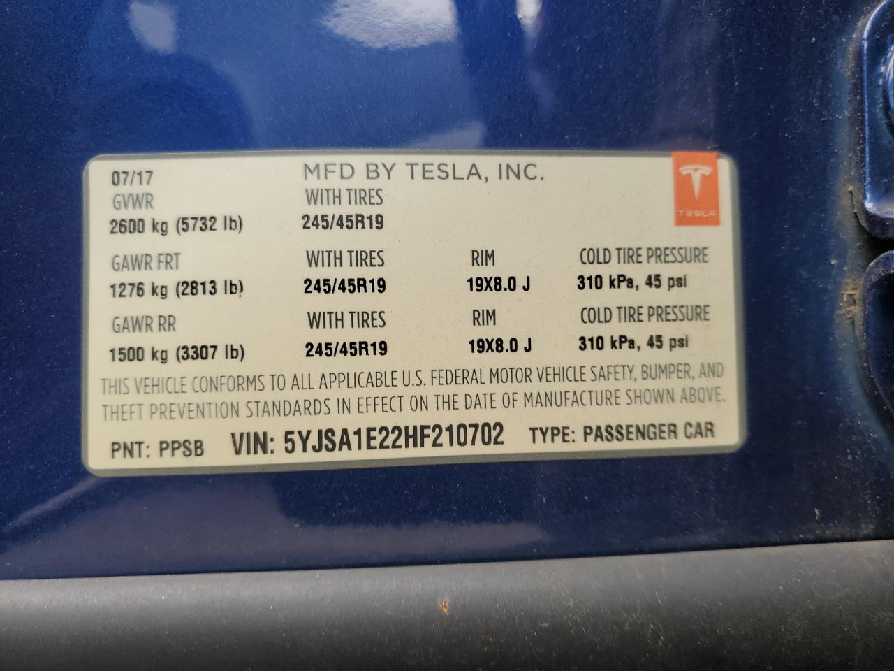 5YJSA1E22HF210702 2017 Tesla Model S