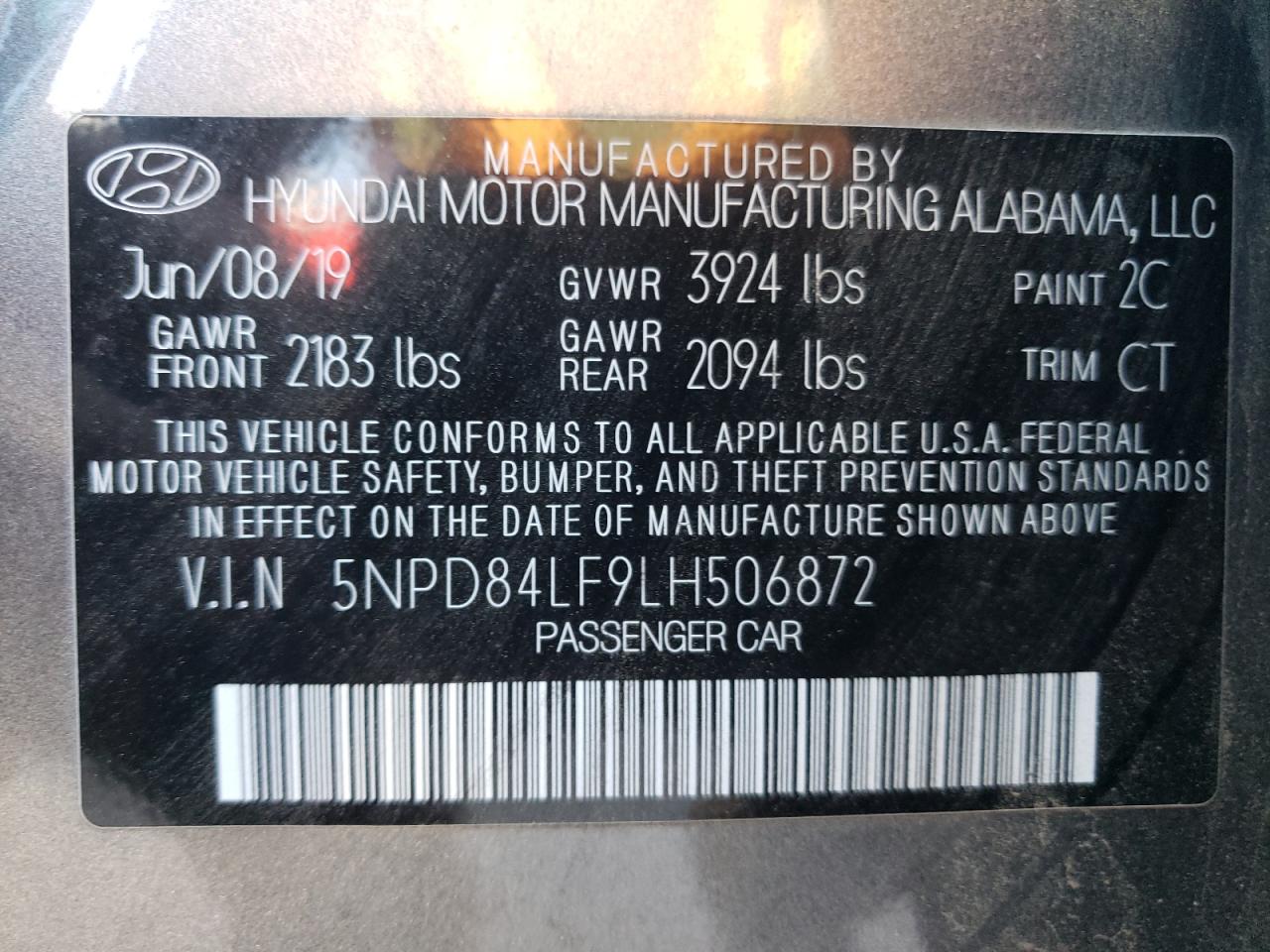 5NPD84LF9LH506872 2020 Hyundai Elantra Sel