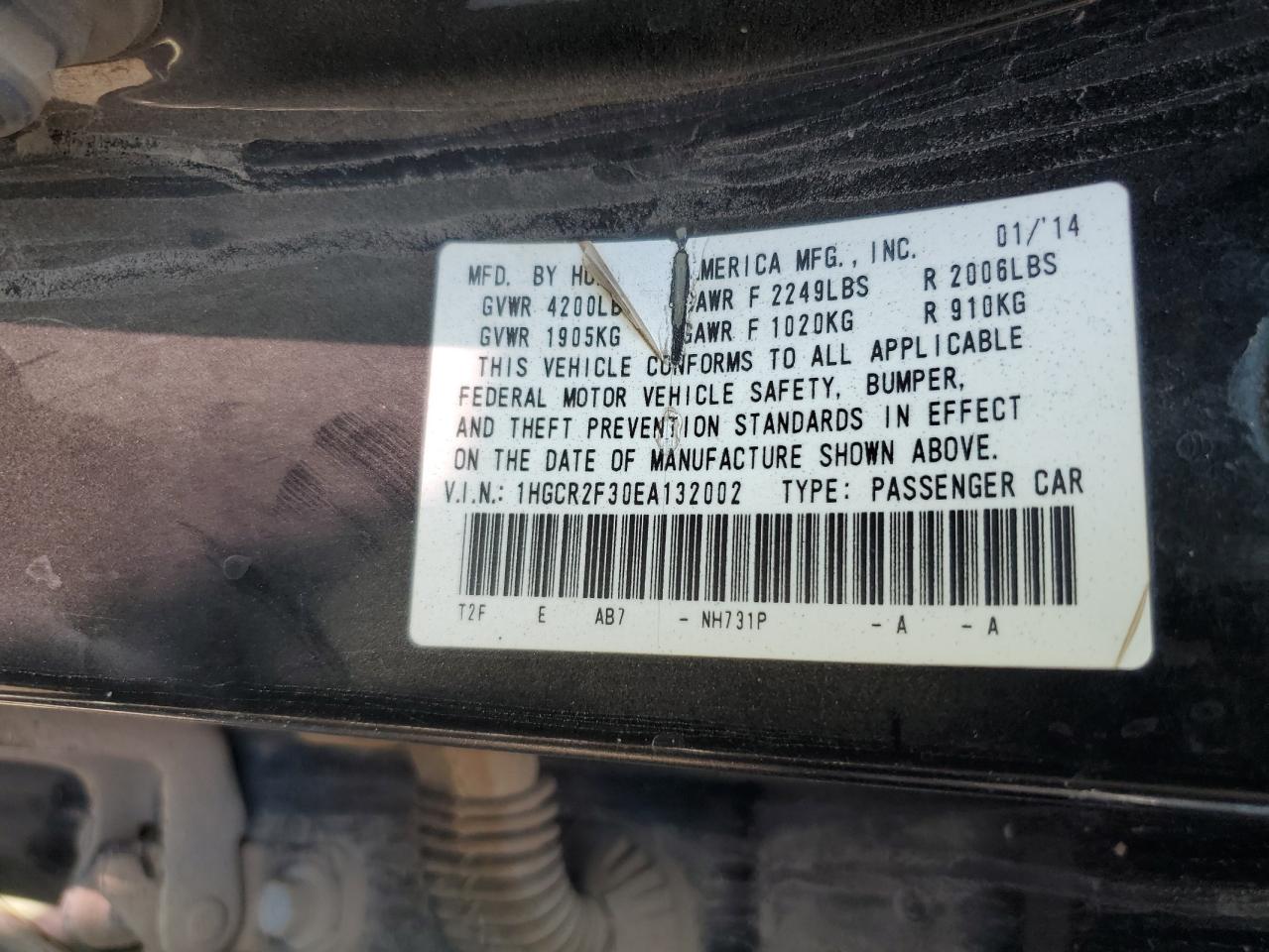 1HGCR2F30EA132002 2014 Honda Accord Lx