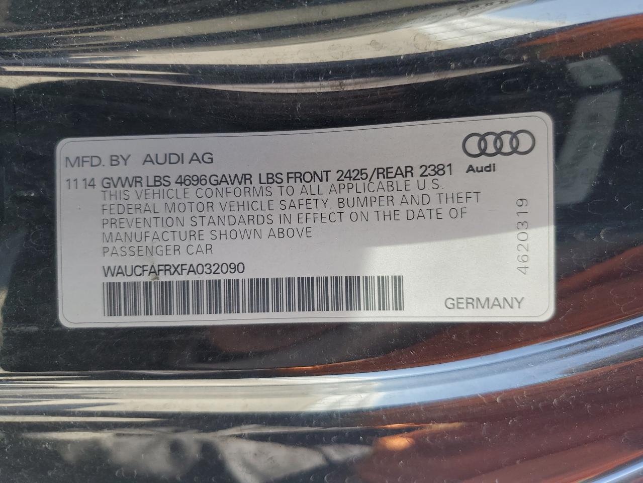 2015 Audi A5 Premium VIN: WAUCFAFRXFA032090 Lot: 73061384