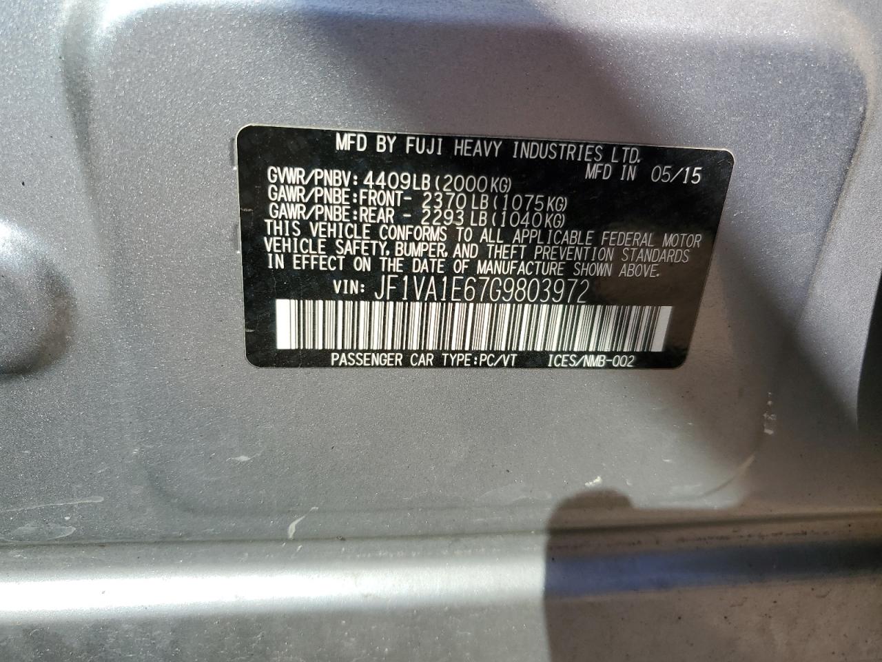 JF1VA1E67G9803972 2016 Subaru Wrx Premium