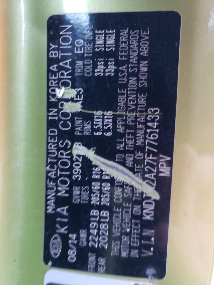 2015 Kia Soul VIN: KNDJN2A27F7761433 Lot: 71422844