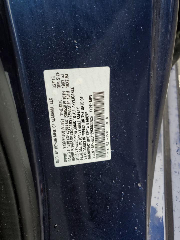 5FNRL6H99KB005626 2019 Honda Odyssey Elite