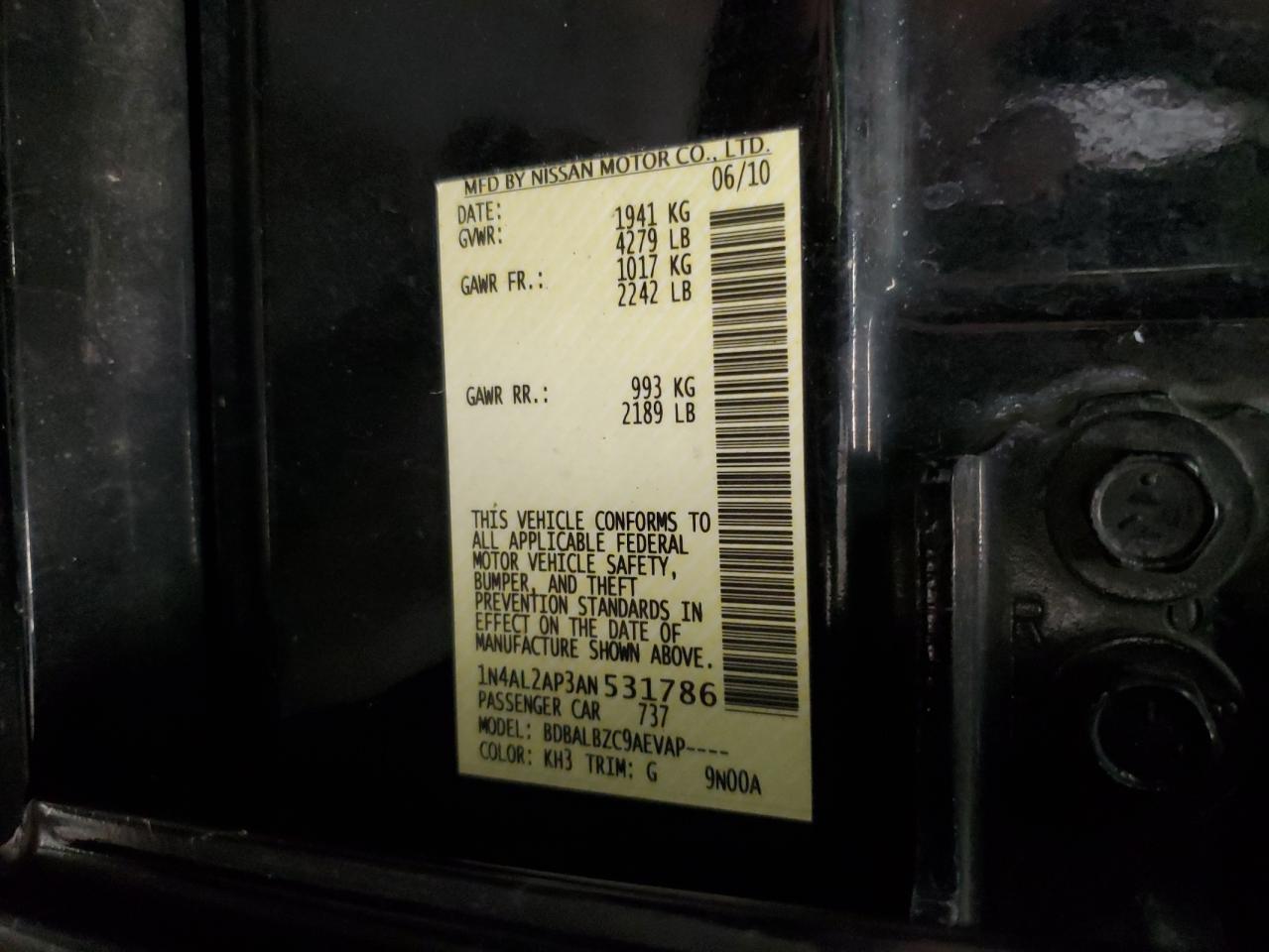 1N4AL2AP3AN531786 2010 Nissan Altima Base