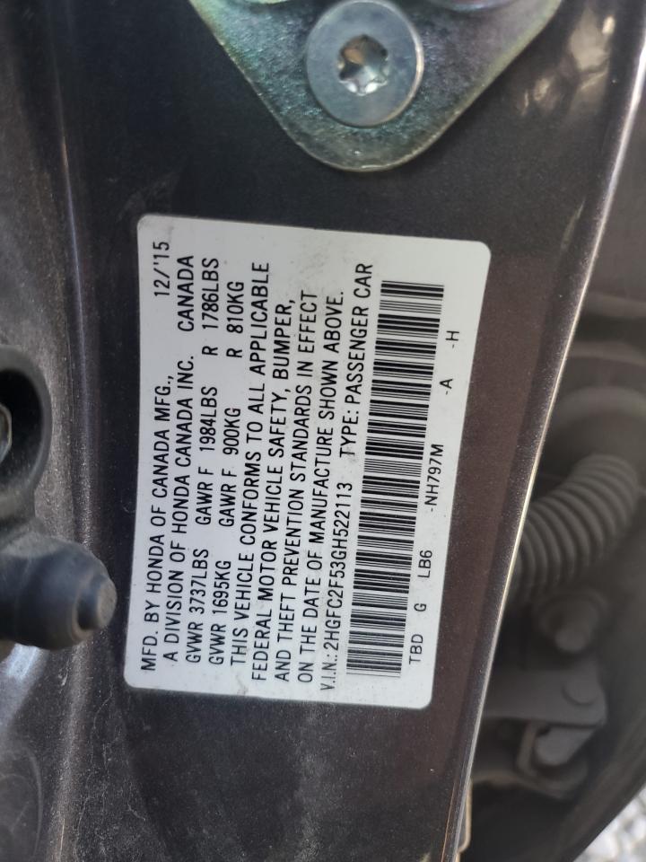 2HGFC2F53GH522113 2016 Honda Civic Lx