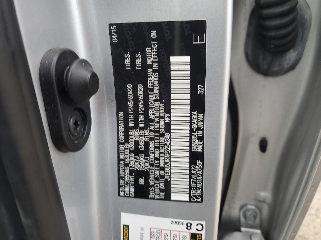 JTEBU5JR1F5254248 2015 Toyota 4Runner Sr5