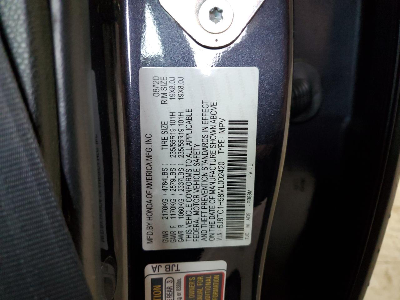 5J8TC1H58ML002420 2021 Acura Rdx Technology