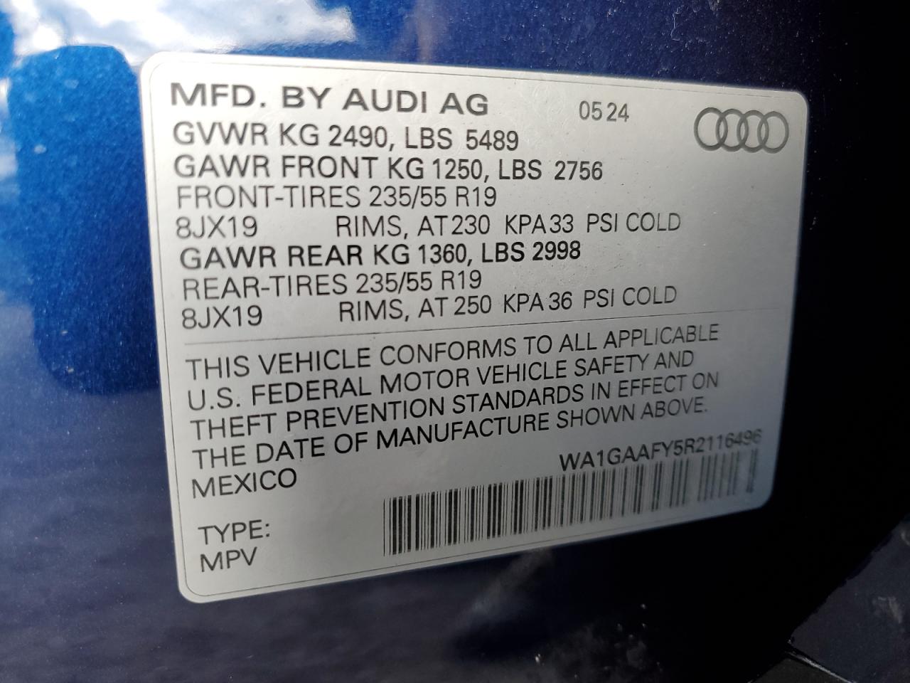 WA1GAAFY5R2116496 2024 Audi Q5 Premium 45