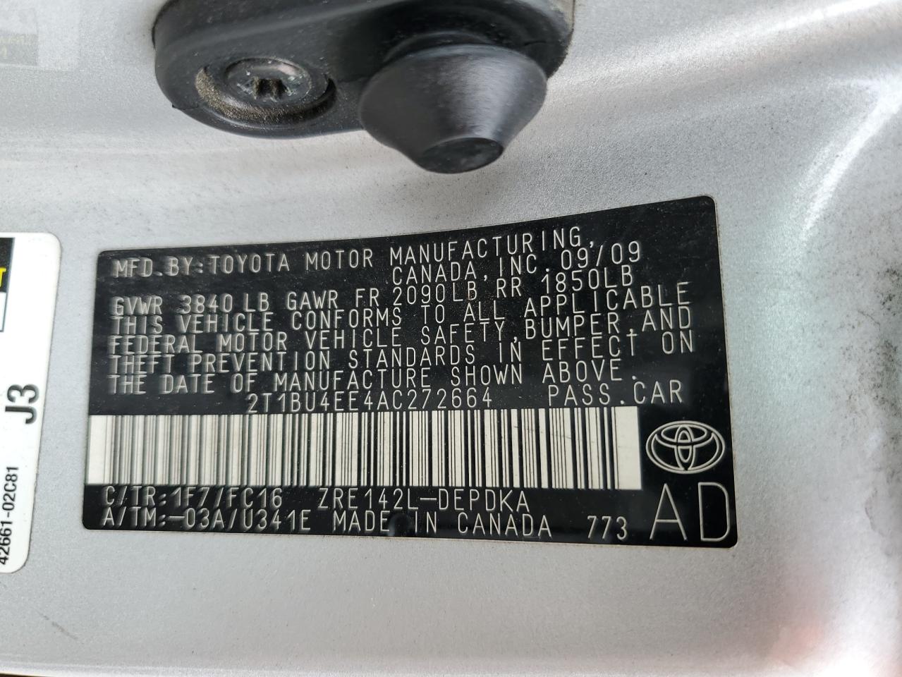 2T1BU4EE4AC272664 2010 Toyota Corolla Base