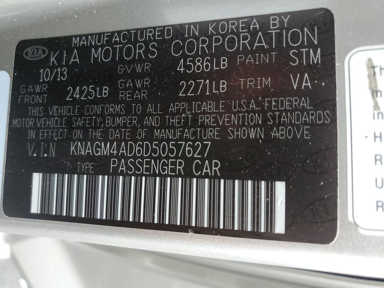 KNAGM4AD6D5057627 2013 Kia Optima Hybrid