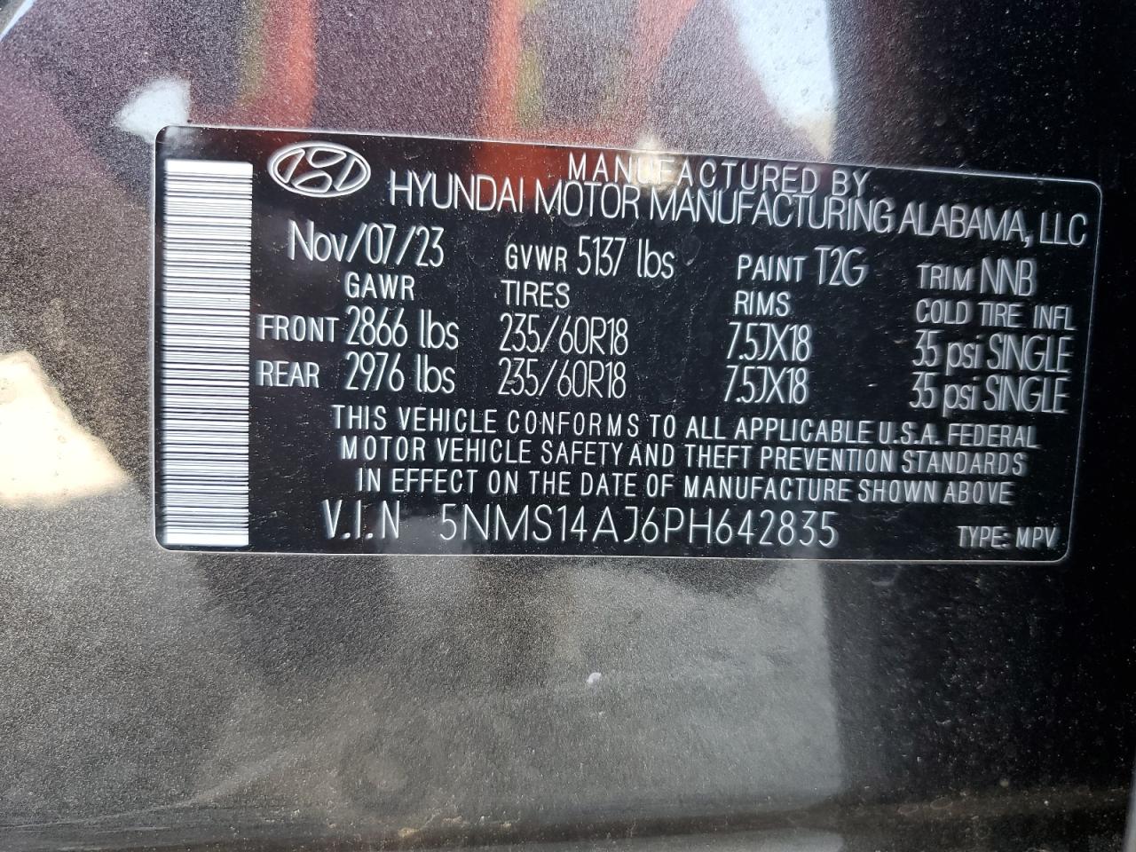 5NMS14AJ6PH642835 2023 Hyundai Santa Fe Se