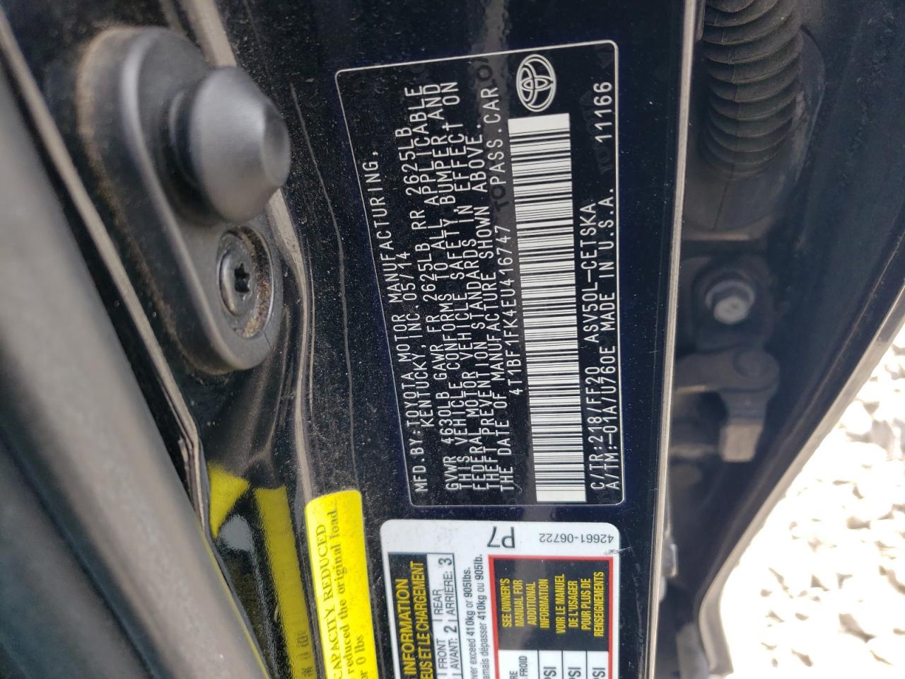 4T1BF1FK4EU416747 2014 Toyota Camry L