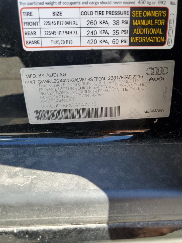 WAUHF78PX7A142725 2007 Audi A3 2