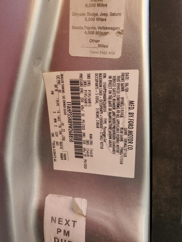 1FAHP35N89W268850 2009 Ford Focus Se