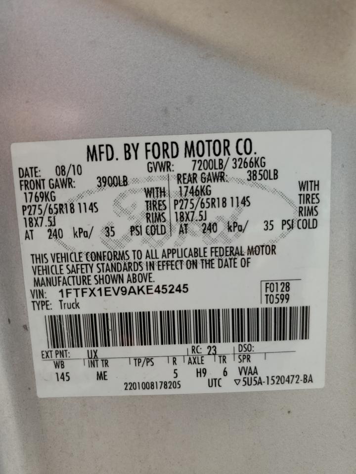 1FTFX1EV9AKE45245 2010 Ford F150 Super Cab