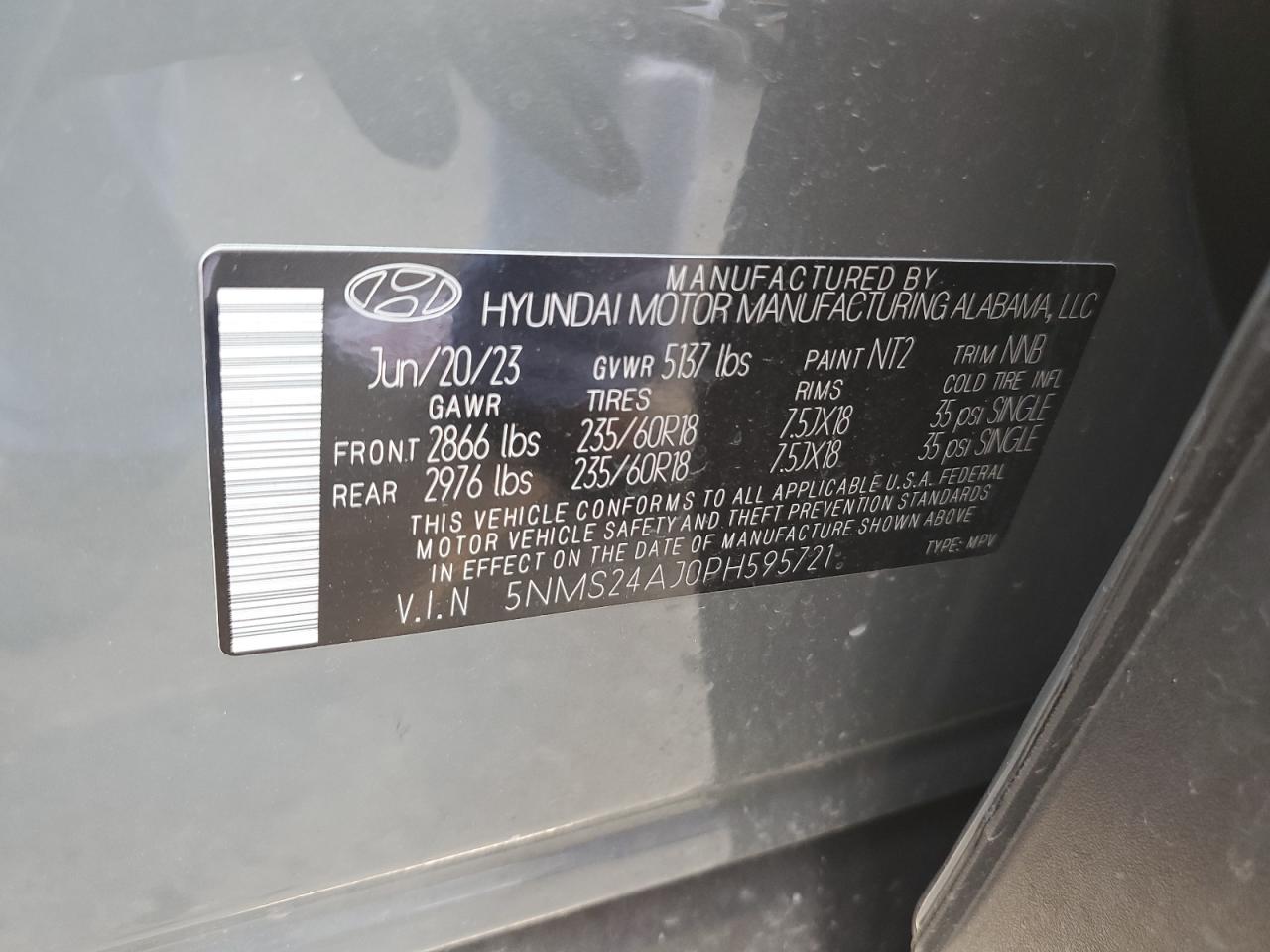 2023 Hyundai Santa Fe Sel VIN: 5NMS24AJ0PH595721 Lot: 70397304