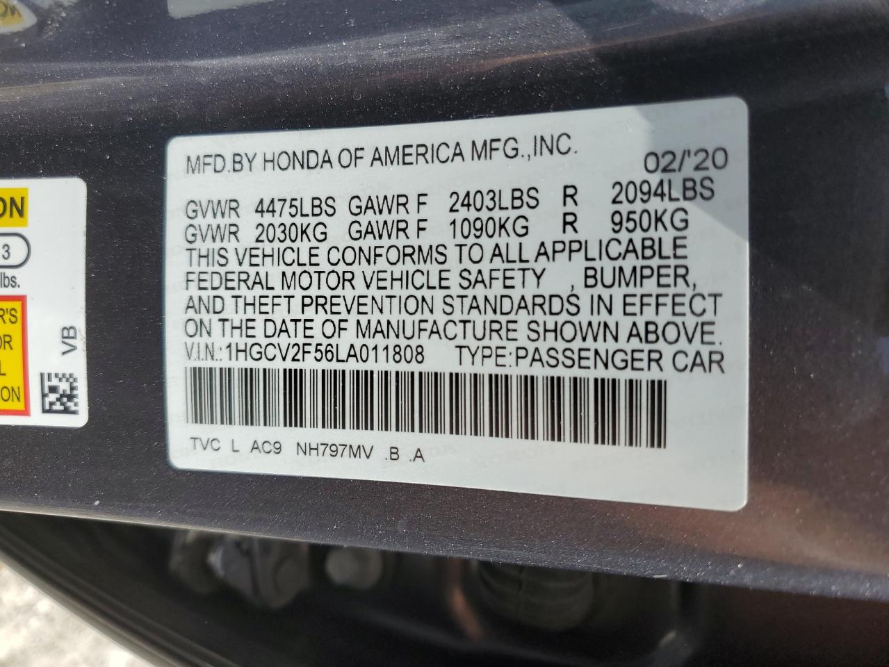 1HGCV2F56LA011808 2020 HONDA ACCORD - Image 14