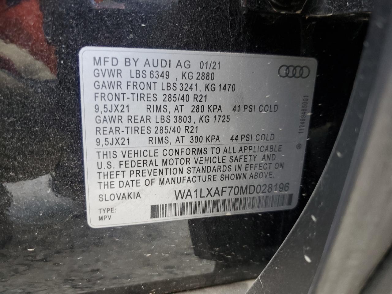 WA1LXAF70MD028196 2021 Audi Q7 Premium Plus