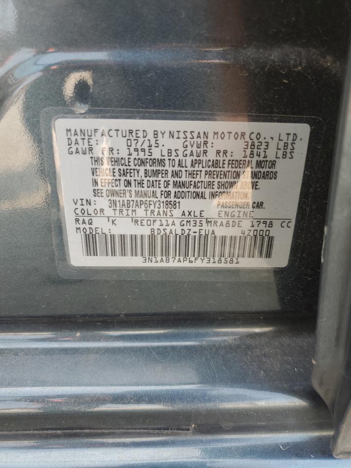 3N1AB7AP6FY318581 2015 Nissan Sentra S