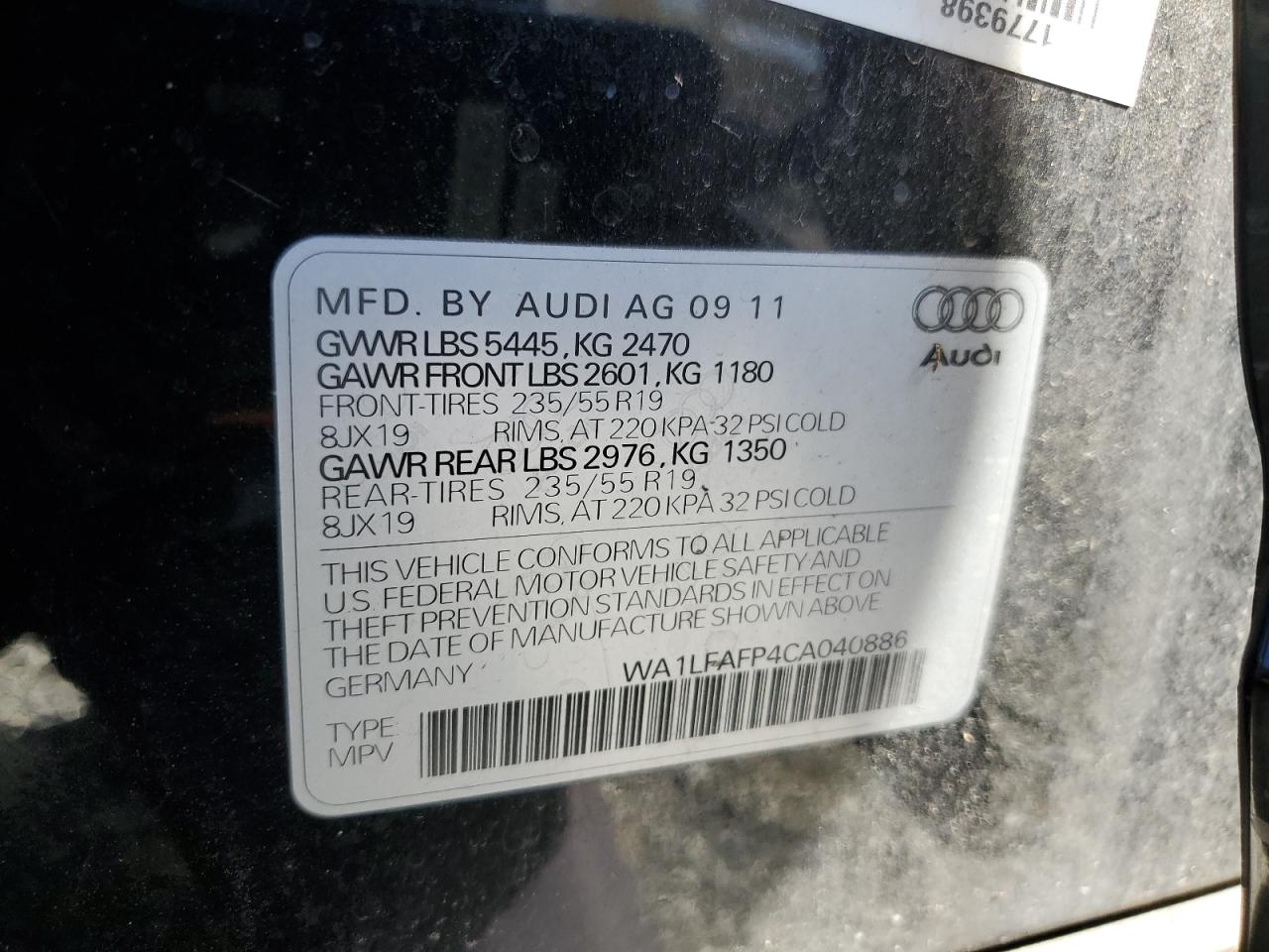 WA1LFAFP4CA040886 2012 Audi Q5 Premium Plus