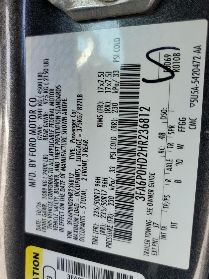 3FA6P0HD2HR236812 2017 FORD FUSION - Image 12