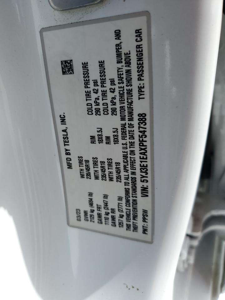 5YJ3E1EAXPF547388 2023 Tesla Model 3