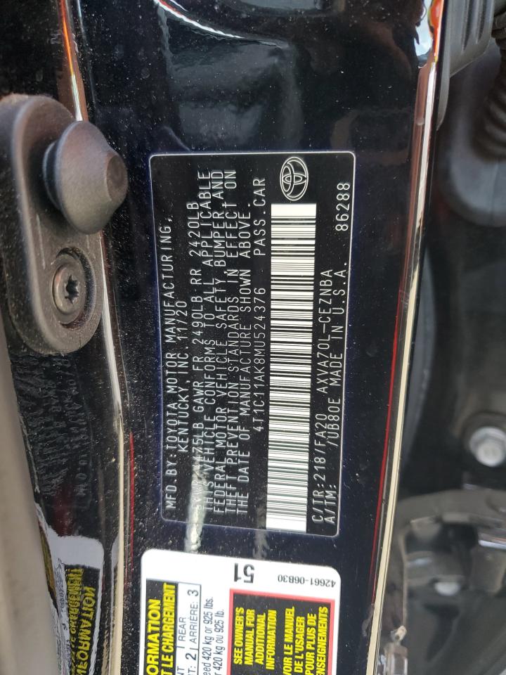 4T1C11AK8MU524376 2021 TOYOTA CAMRY - Image 12