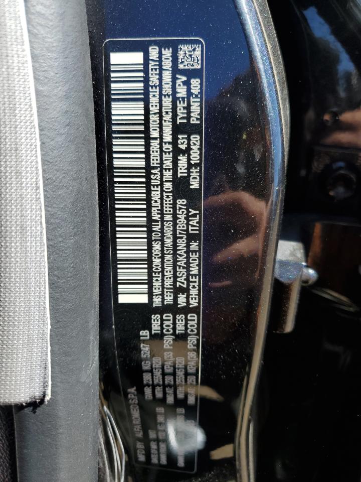 2018 Alfa Romeo Stelvio VIN: ZASFAKAN8J7B94578 Lot: 72277094