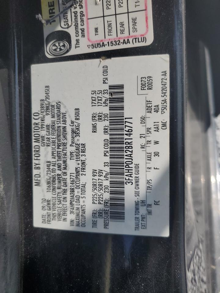 2011 Ford Fusion Sel VIN: 3FAHP0JA2BR146771 Lot: 70043384