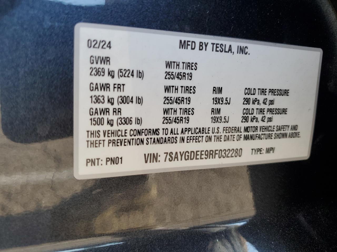 7SAYGDEE9RF032280 2024 Tesla Model Y