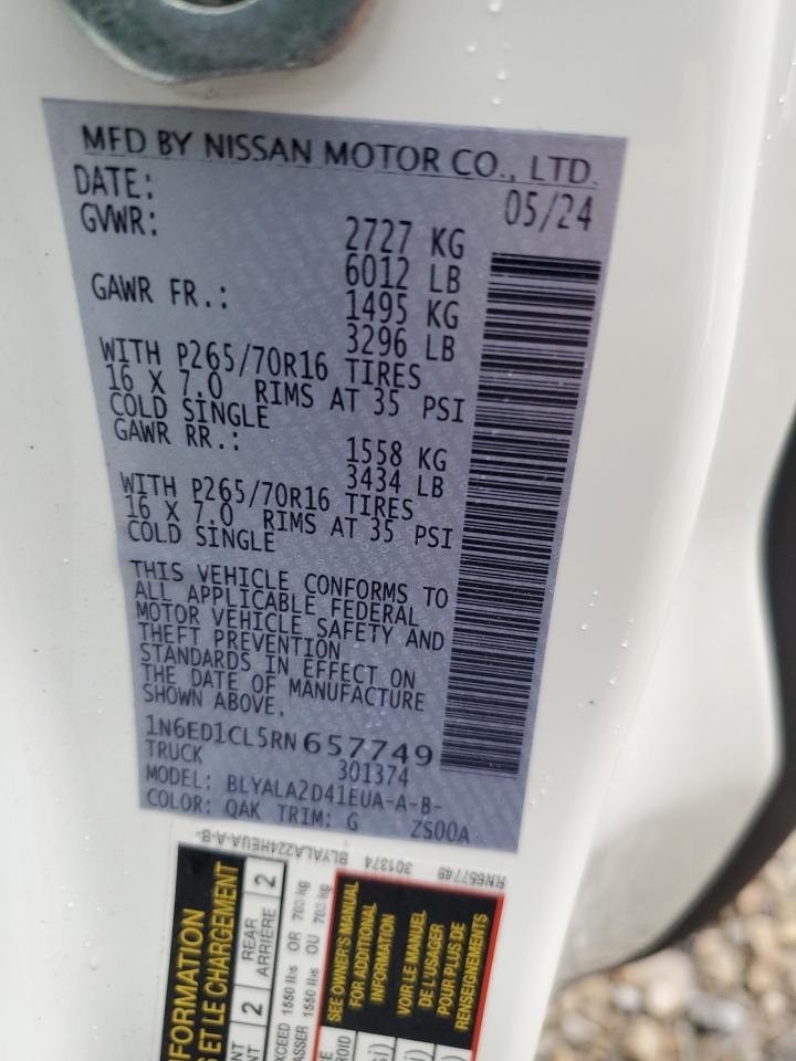 1N6ED1CL5RN657749 2024 Nissan Frontier S 1N6ED1CL5RN657749 2024 Nissan Frontier S