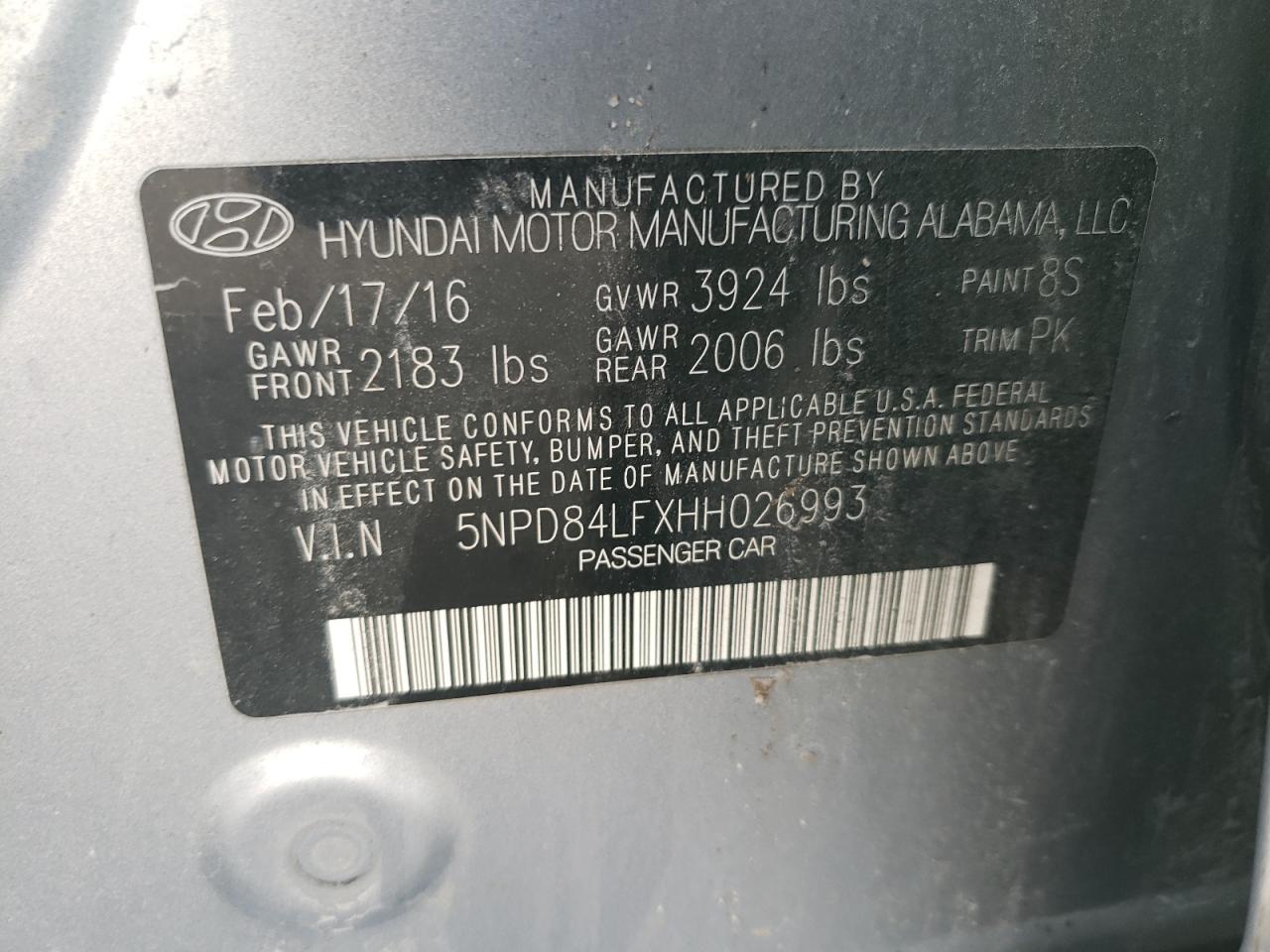 5NPD84LFXHH026993 2017 Hyundai Elantra Se