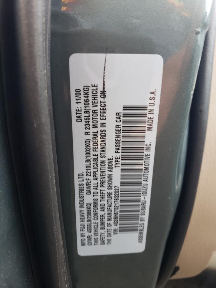 4S3BH675217632027 2001 Subaru Legacy Outback Awp