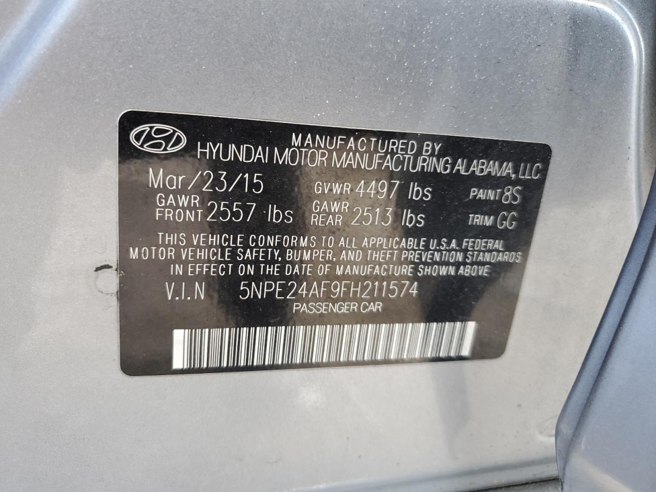 5NPE24AF9FH211574 2015 HYUNDAI SONATA - Image 12