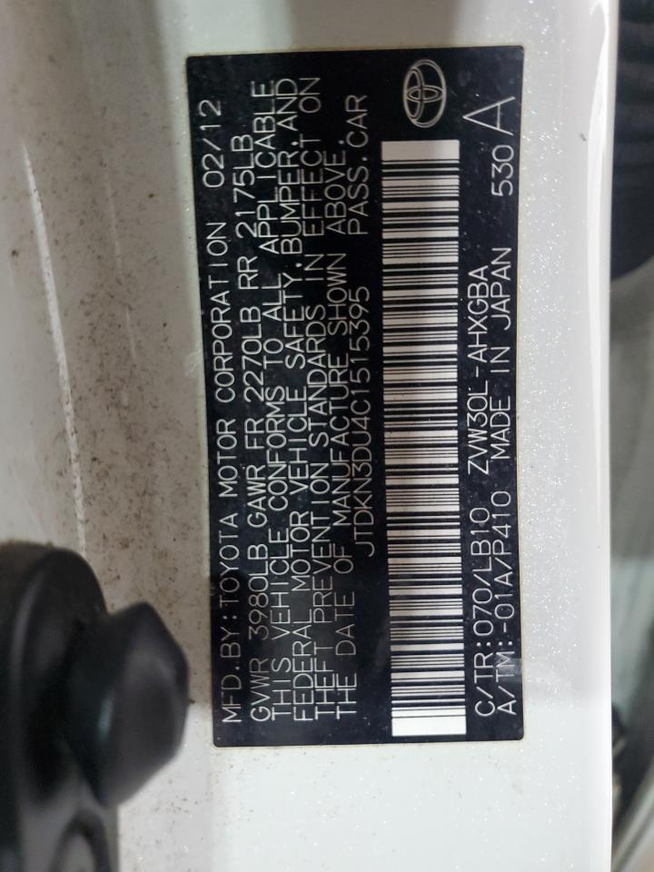 JTDKN3DU4C1515395 2012 Toyota Prius