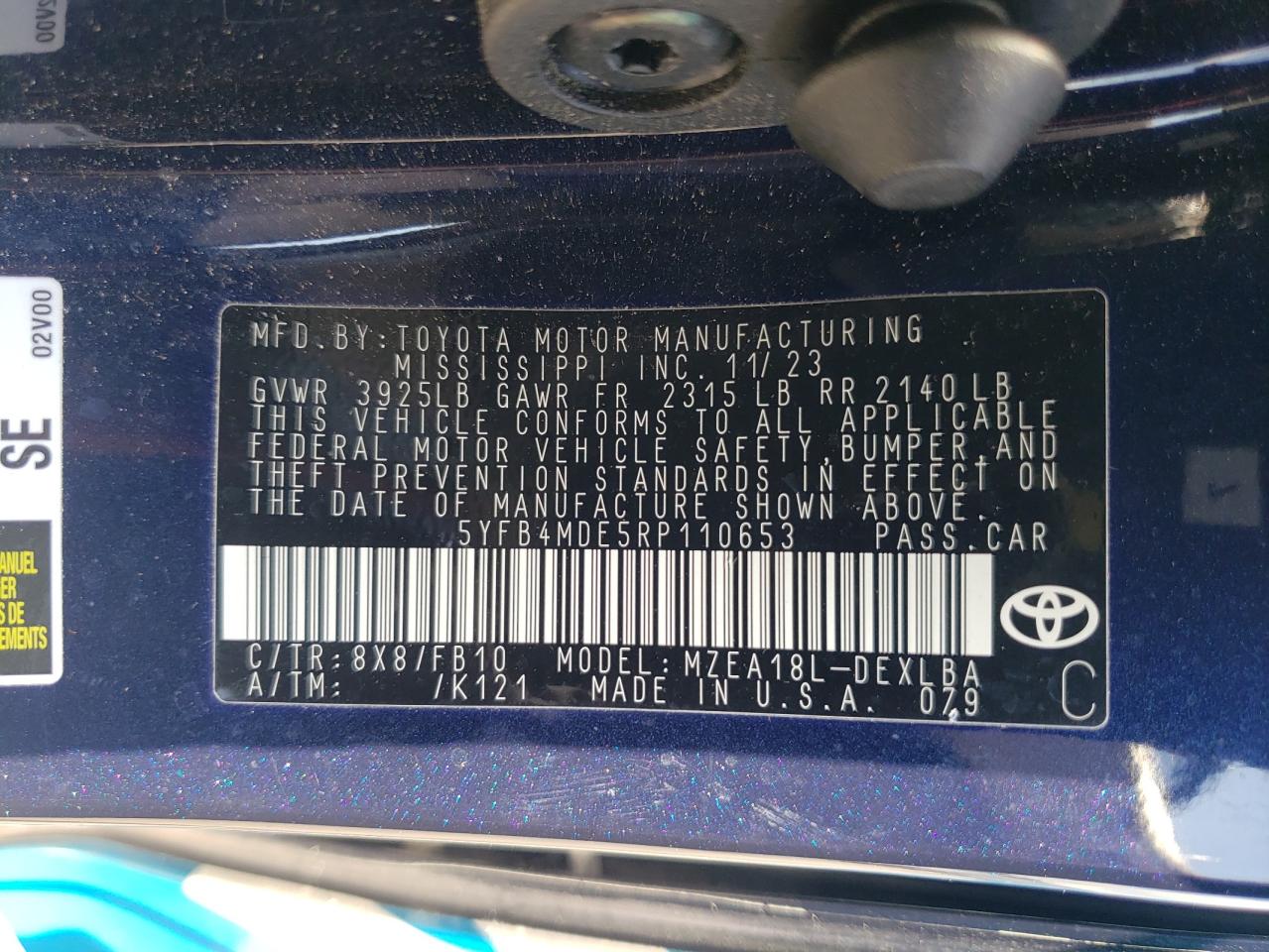 5YFB4MDE5RP110653 2024 TOYOTA COROLLA - Image 12