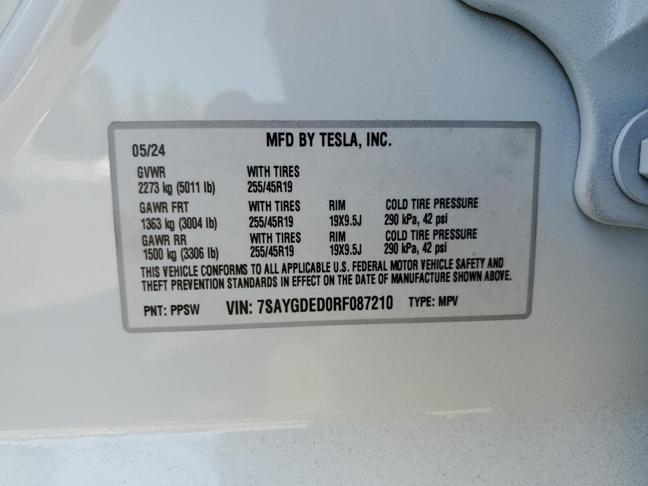 7SAYGDED0RF087210 2024 Tesla Model Y