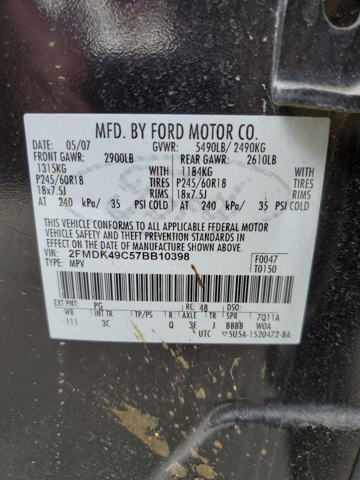 2FMDK49C57BB10398 2007 Ford Edge Sel Plus