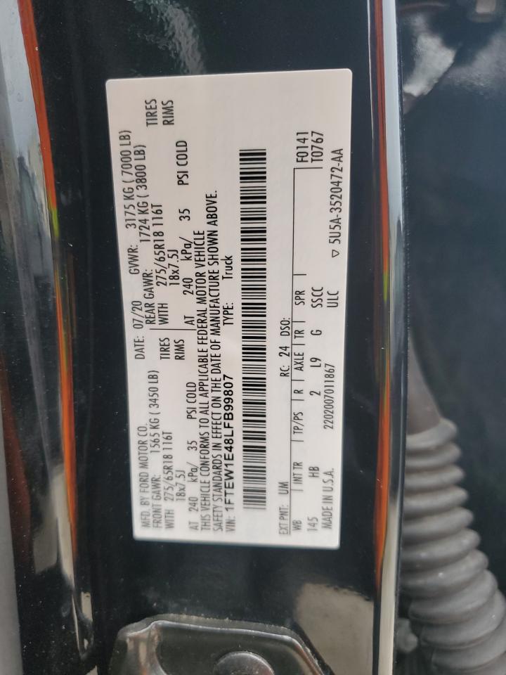 2020 Ford F150 Supercrew VIN: 1FTEW1E48LFB99807 Lot: 73243114