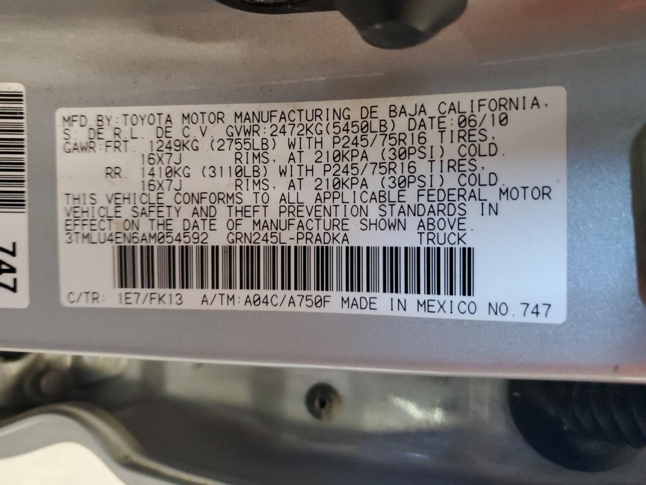 3TMLU4EN6AM054592 2010 Toyota Tacoma Double Cab