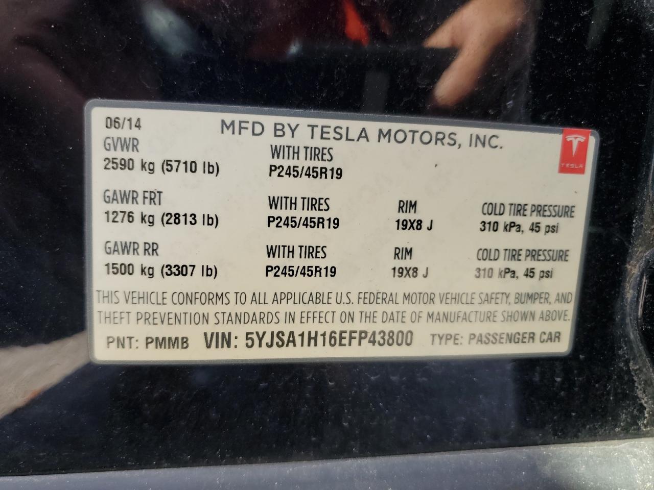 5YJSA1H16EFP43800 2014 Tesla Model S