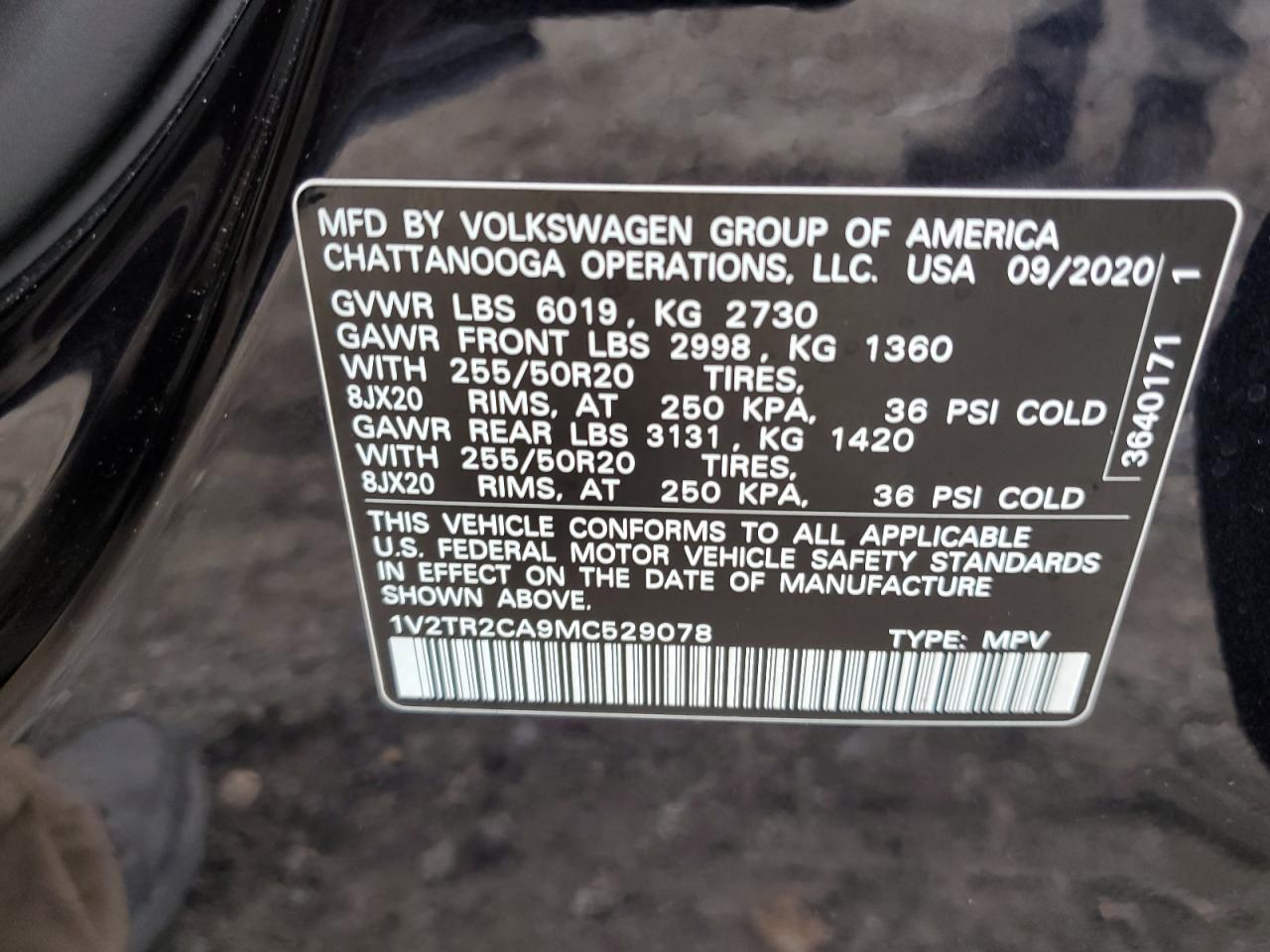 1V2TR2CA9MC529078 2021 Volkswagen Atlas Sel Premium