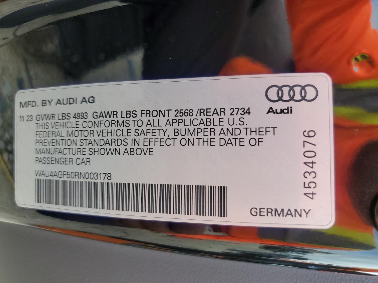 WAU4AGF50RN003178 2024 Audi A5 Premium Plus 45