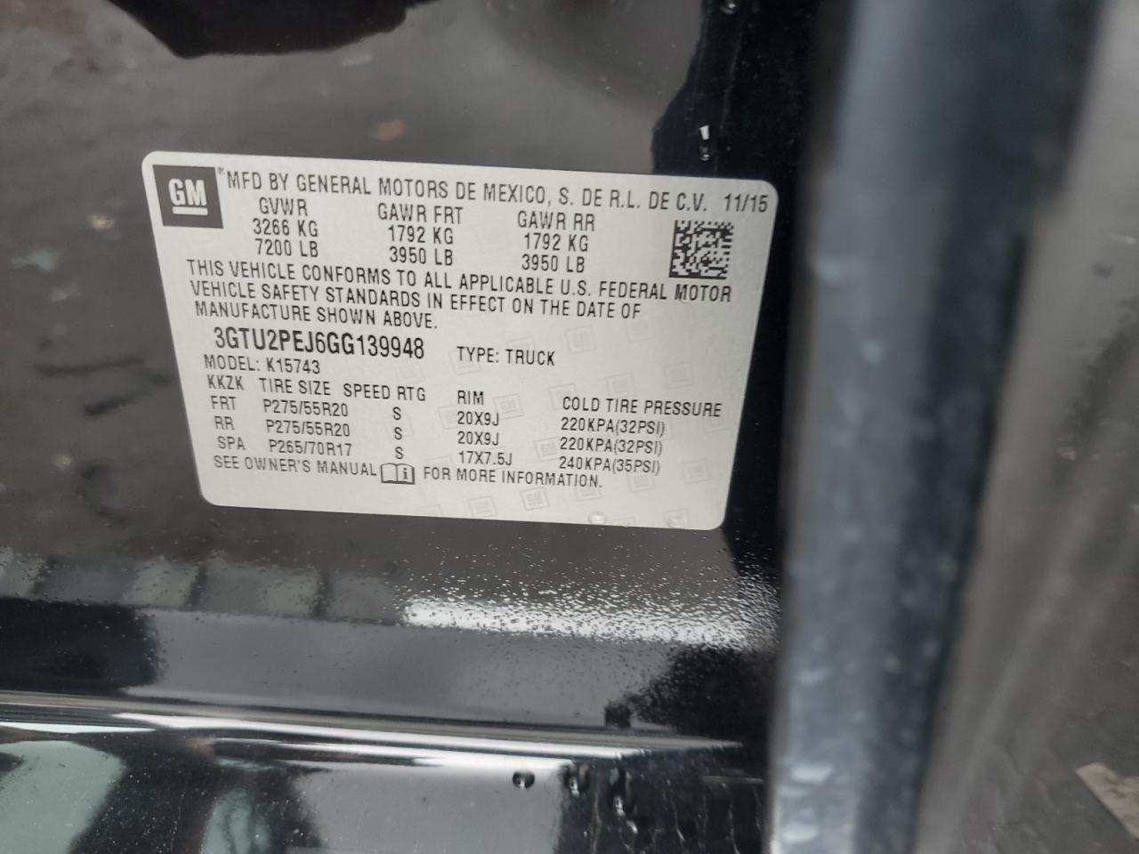 3GTU2PEJ6GG139948 2016 GMC Sierra K1500 Denali