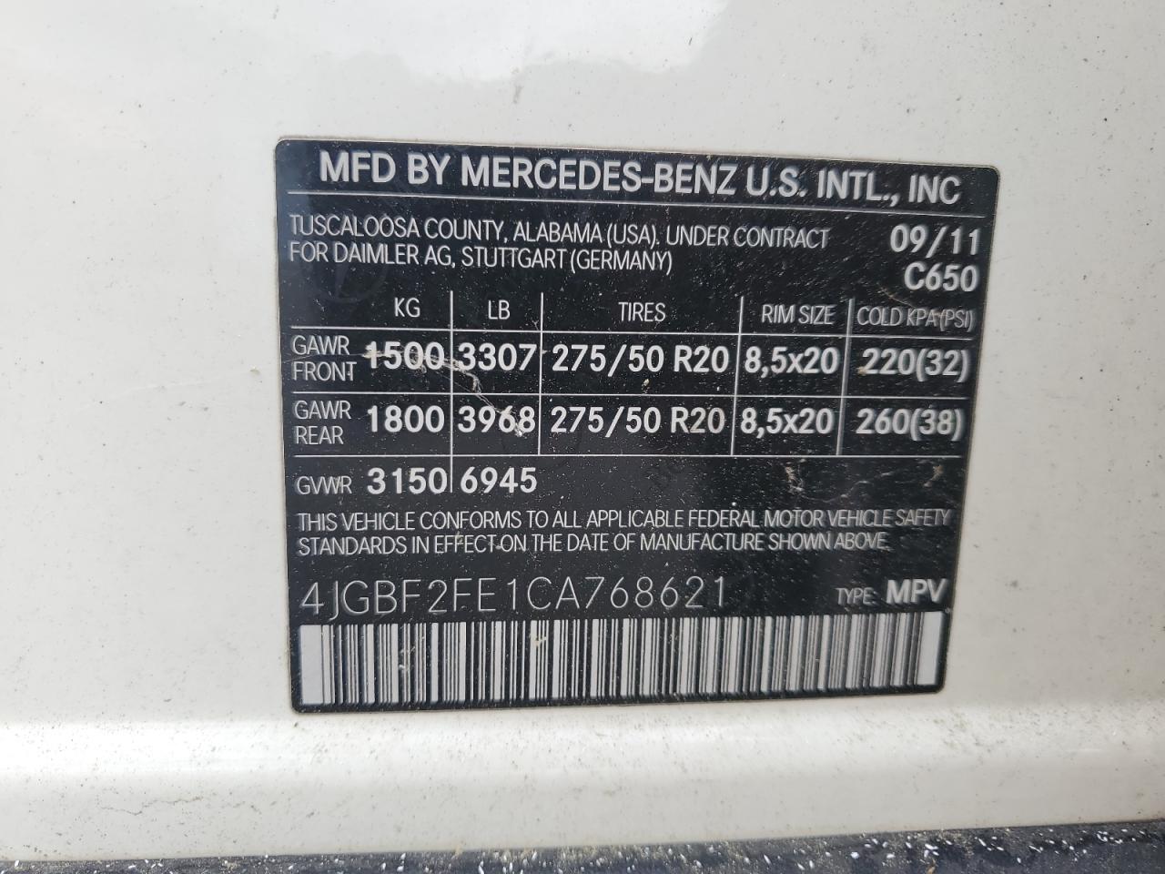 4JGBF2FE1CA768621 2012 Mercedes-Benz Gl 350 Bluetec