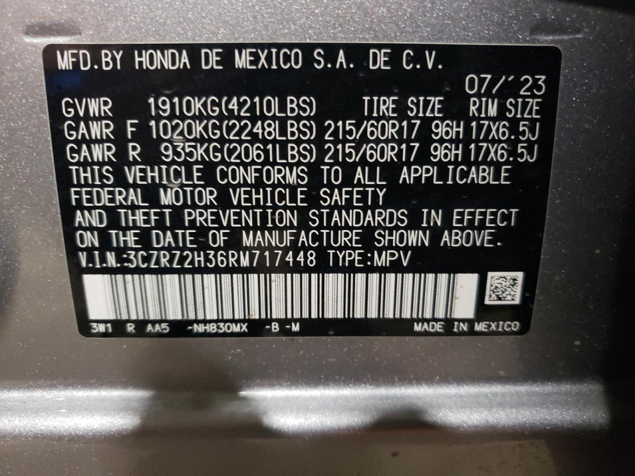 3CZRZ2H36RM717448 2024 HONDA HR-V - Image 15