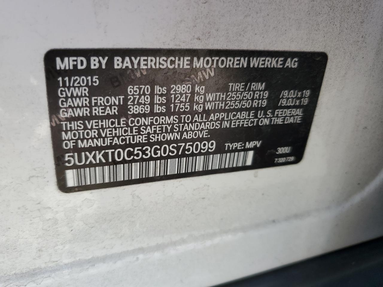 5UXKT0C53G0S75099 2016 BMW X5 Xdr40E