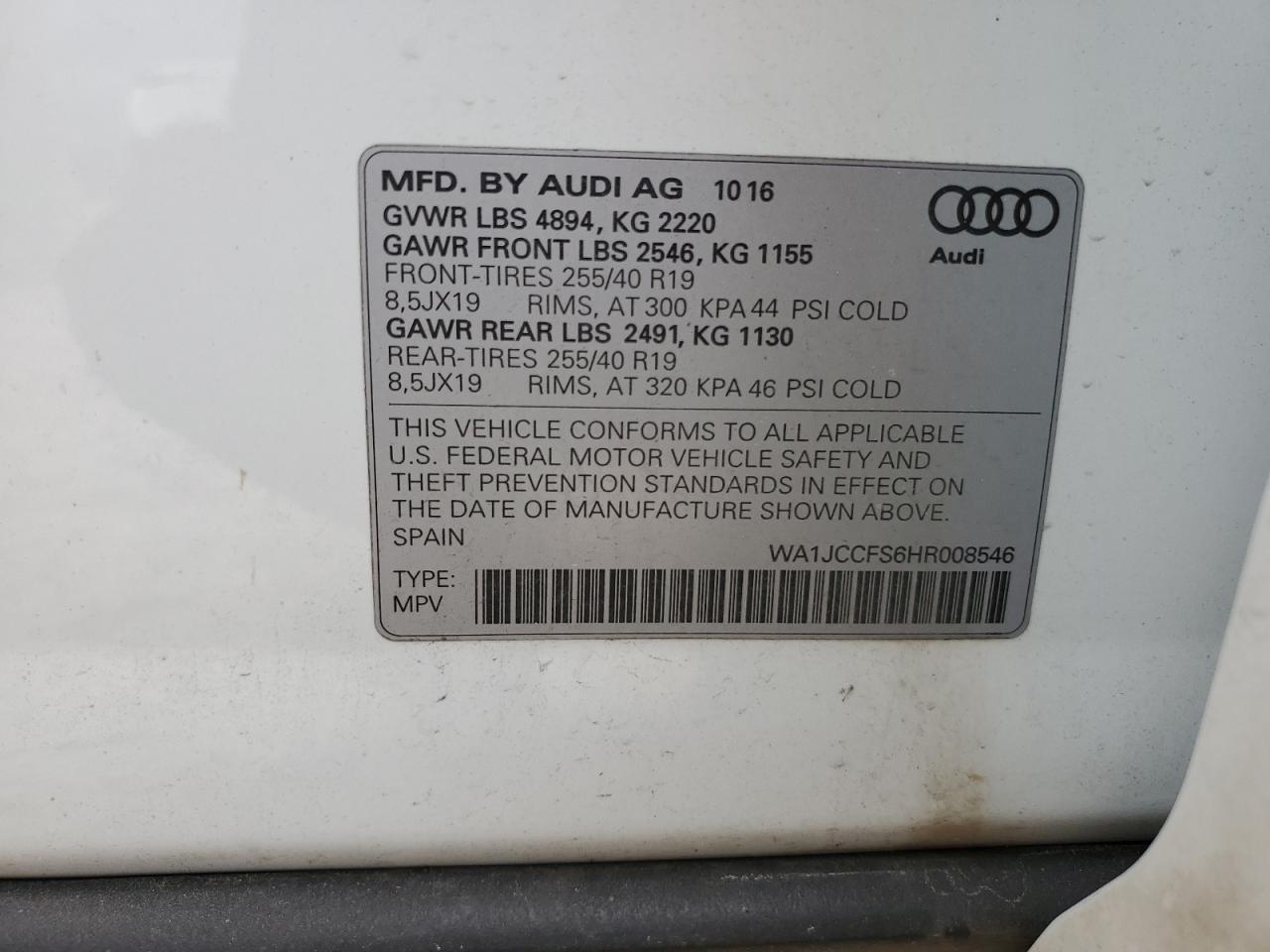 WA1JCCFS6HR008546 2017 Audi Q3 Premium Plus