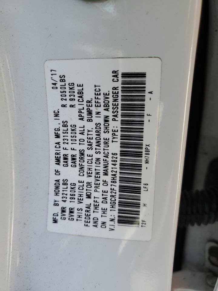 1HGCR2F78HA214826 2017 Honda Accord Ex