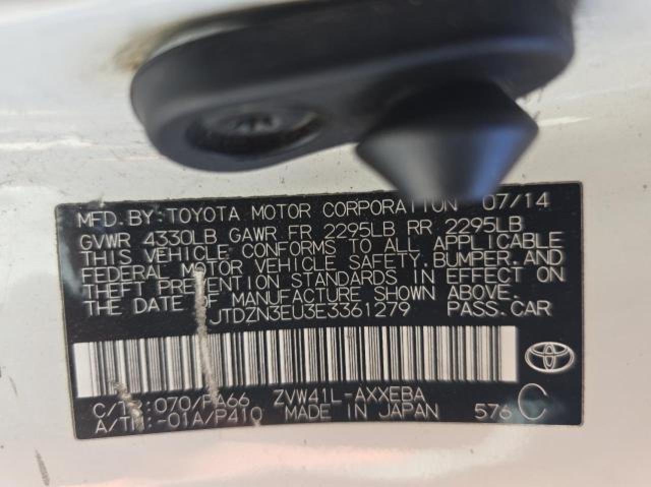 2014 Toyota Prius V VIN: JTDZN3EU3E3361279 Lot: 73566064